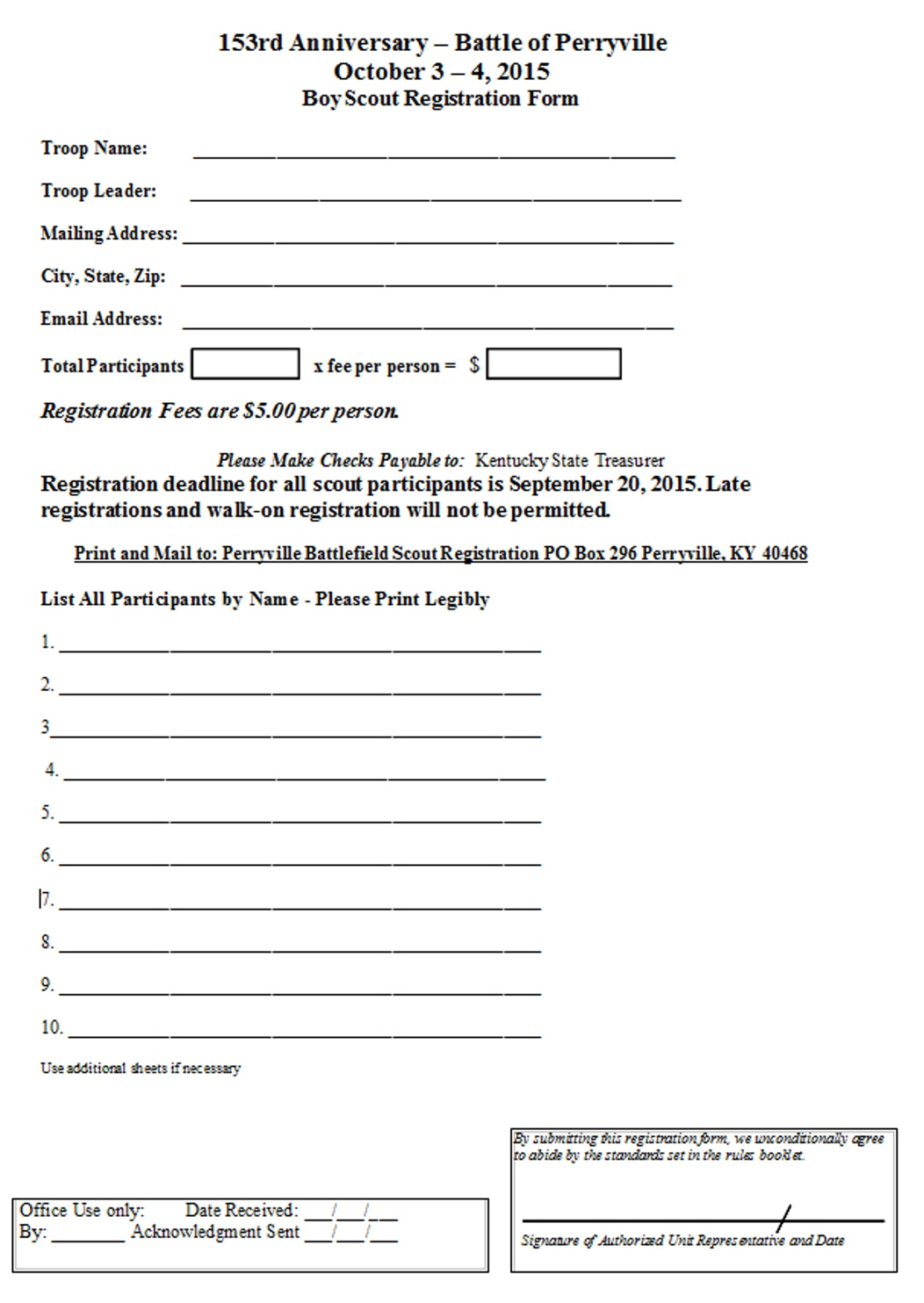Bsa Adult Registration Form Fillable Printable Forms Free Online
