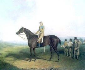 daniel clowes racehorse with jockey up c 1850a