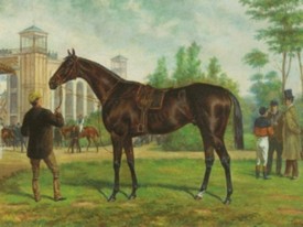 james collinson a bay racehorse with groom c 1870a